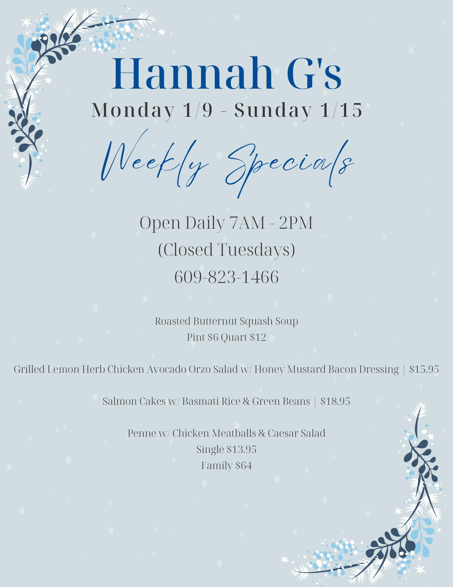 Hannah G's Weekly Specials